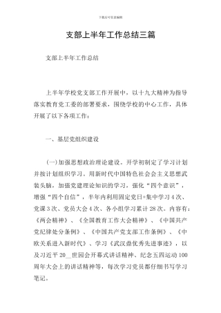 支部上半年工作总结三篇