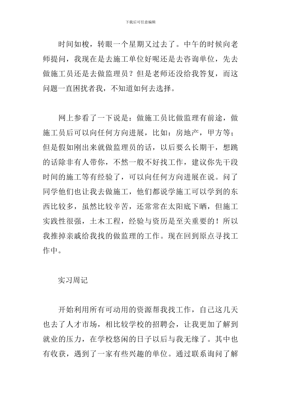 最新施工员实习周记范文_第3页