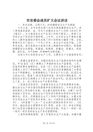 市安委会成员扩大会议讲话发言
