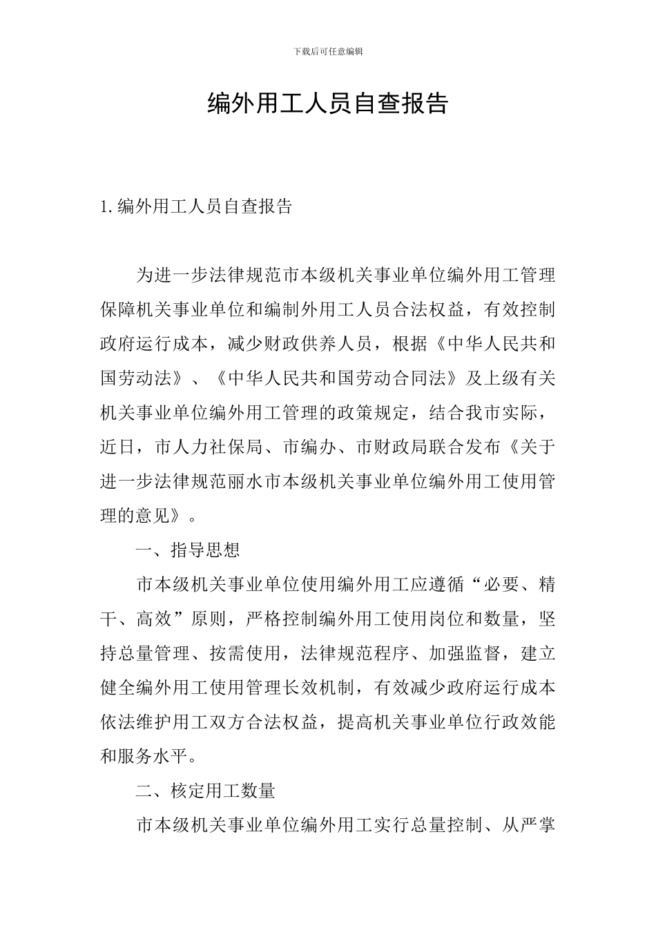 编外用工人员自查报告_第1页