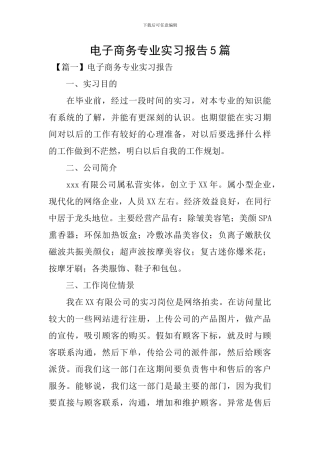 电子商务专业实习报告5篇