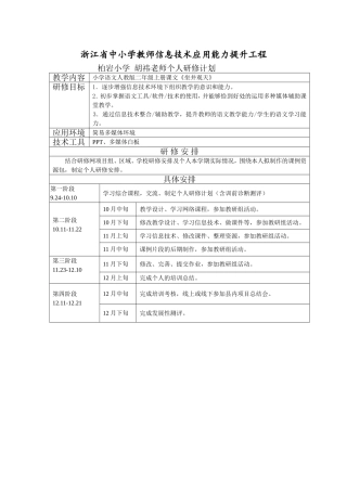 朱凯莉个人研修计划