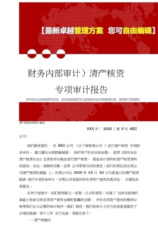 2020年清产核资专项审计报告