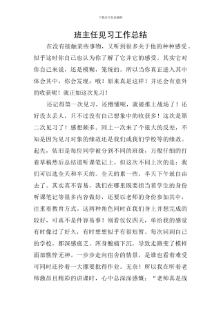 班主任见习工作总结
