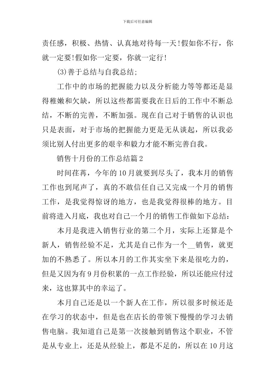 销售十月份的工作总结_第3页