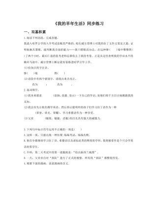 《我的早年生活》同步练习2