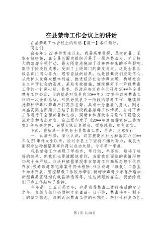 在县禁毒工作会议上的讲话发言
