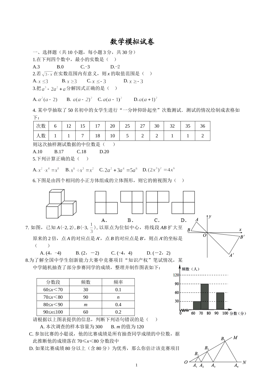 数学模拟试卷_第1页