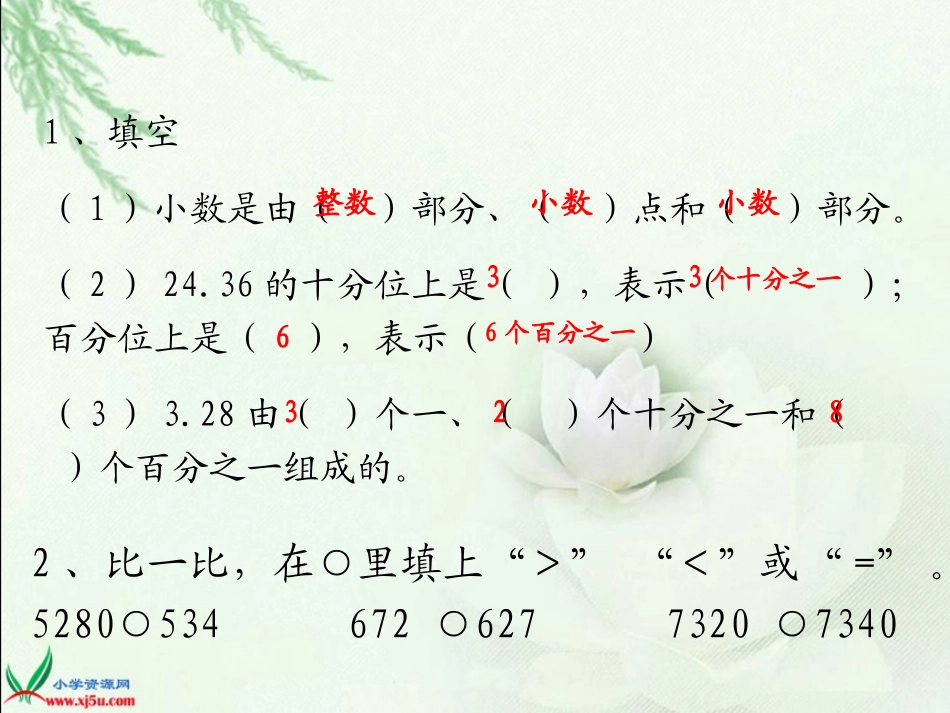 小学数学2011版本小学四年级小数的大小比较_第2页