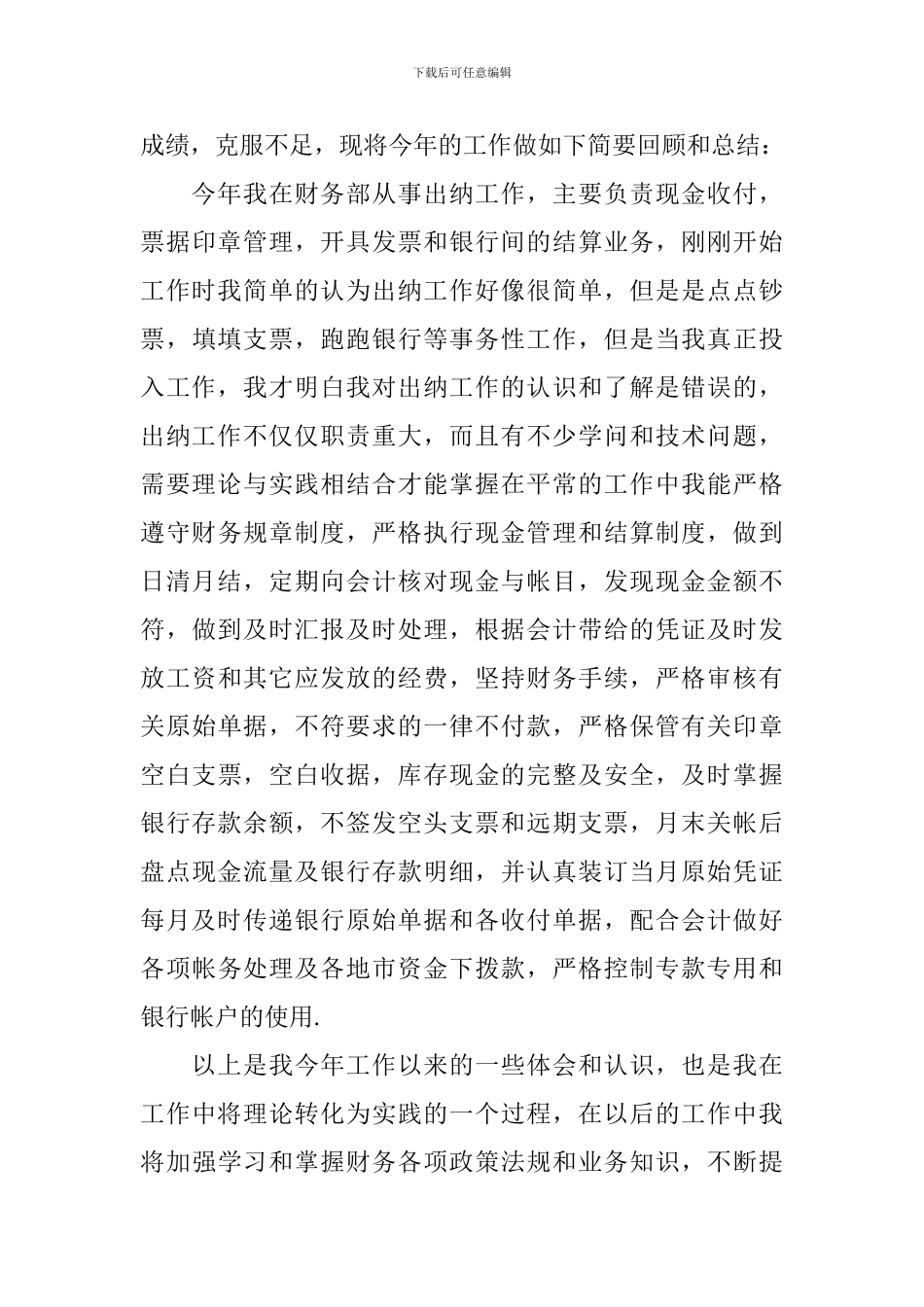 出纳年终工作总结报告范文_第3页