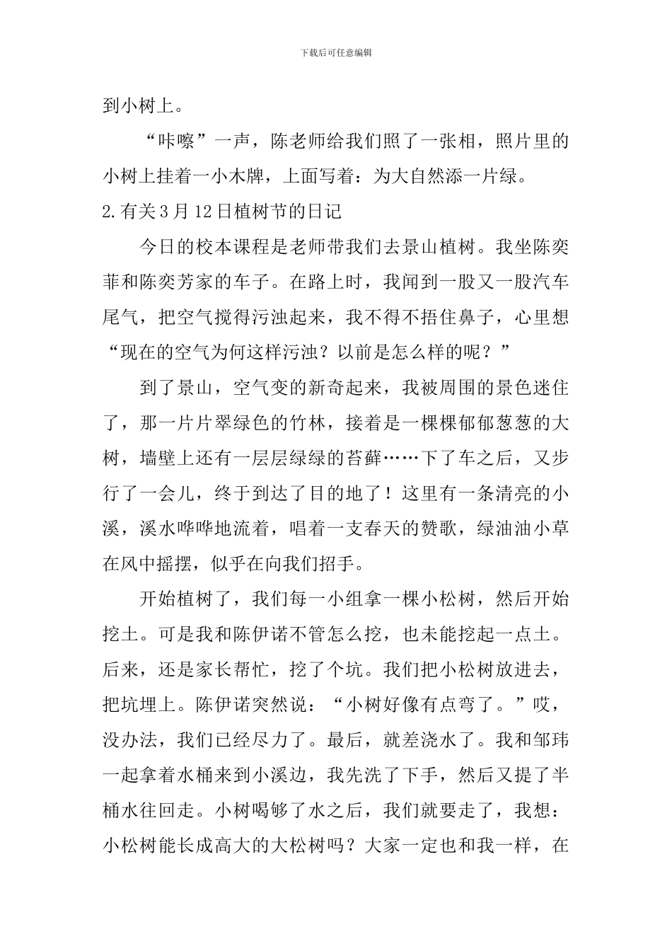 有关3月12日植树节的日记大全_第2页
