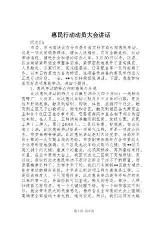 惠民行动动员大会讲话发言