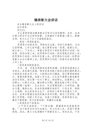 镇表彰大会讲话发言