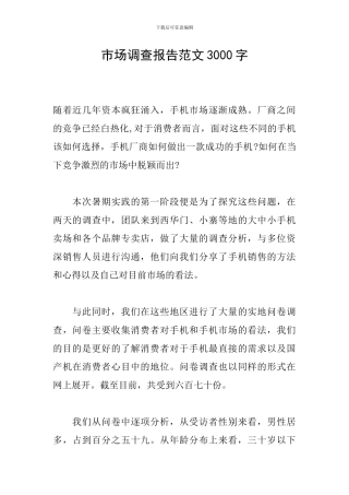 市场调查报告范文3000字