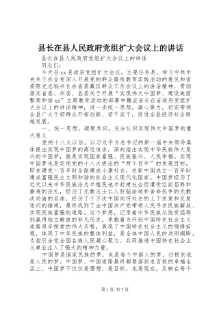 县长在县人民政府党组扩大会议上的讲话发言