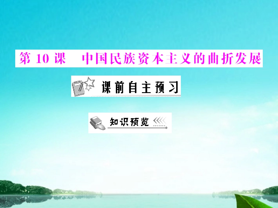 《随堂优化训练》2012年高中历史-第三单元-第10课-中国民族资本主义的曲折发展课件-新人教版必修2-新课标_第1页