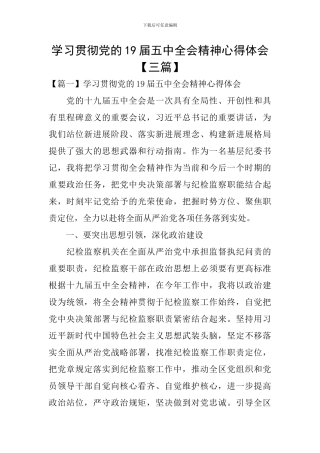 学习贯彻党的19届五中全会精神心得体会