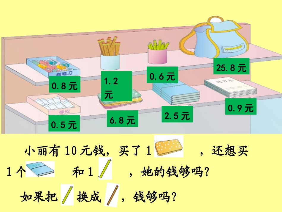 人教2011版小学数学三年级《用小数加减法解决问题》课件_第2页