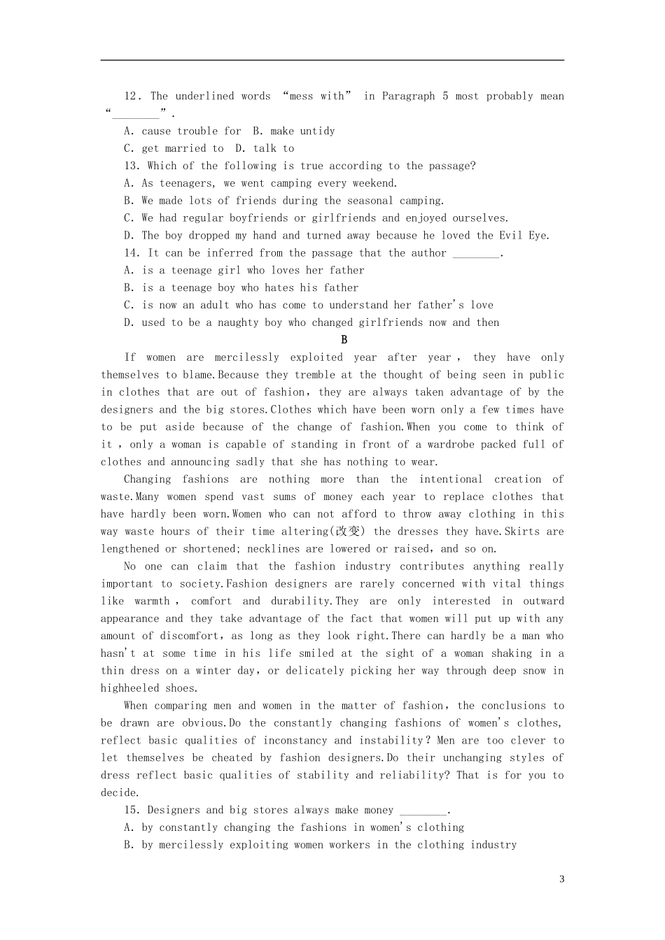 【湖北专用】2014届高考英语一轮复习课时作业-Unit-2-English-around-the-world-新人教版必修1_第3页