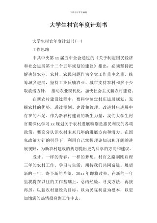 大学生村官年度计划书