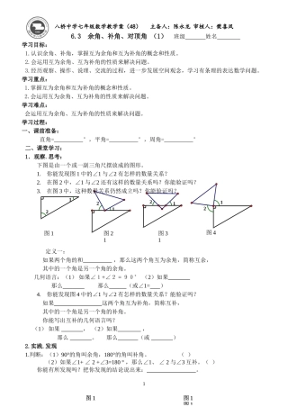 6.3余角、补角、对顶角(1)
