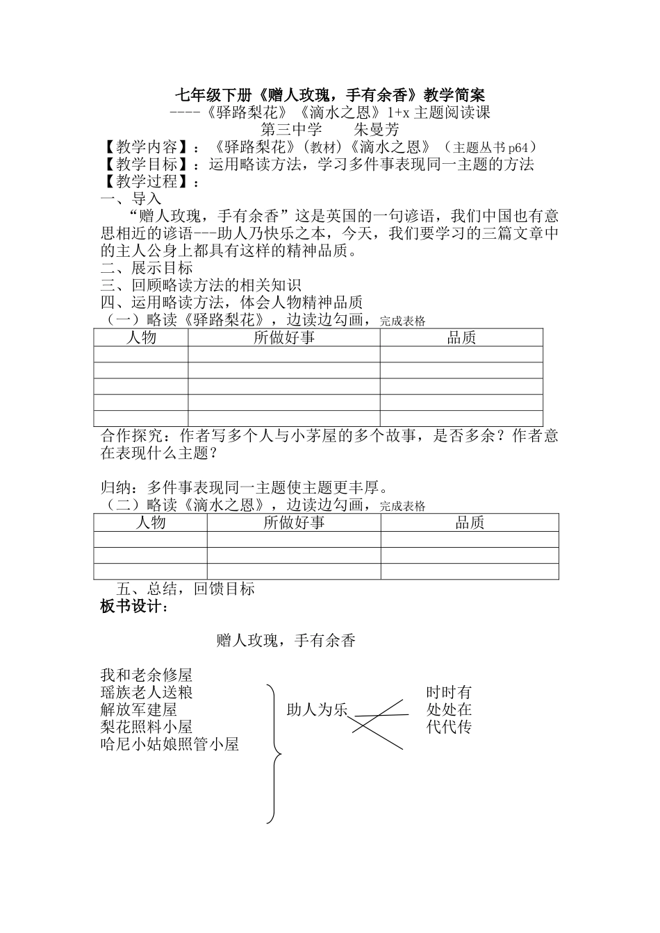 (部编)初中语文人教2011课标版七年级下册《赠人玫瑰-手有余香》主题阅读课_第1页