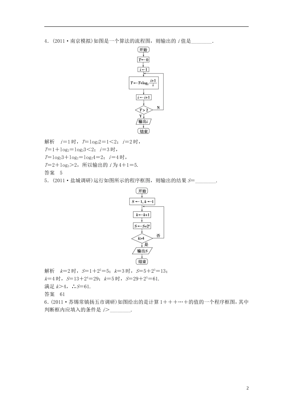 (江苏专用)2013高考数学总复习-(基础达标演练+综合创新备选)第十一篇《第63讲-算-法-》理(含解析)-_第2页