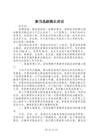 新当选副镇长讲话发言