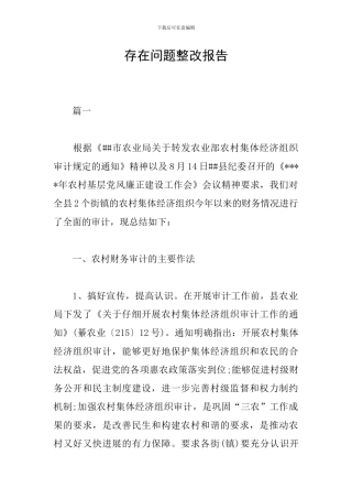 存在问题整改报告