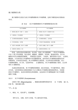 双子叶植物和单子叶植物分类及识别要点