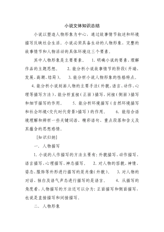 小说文体知识总结