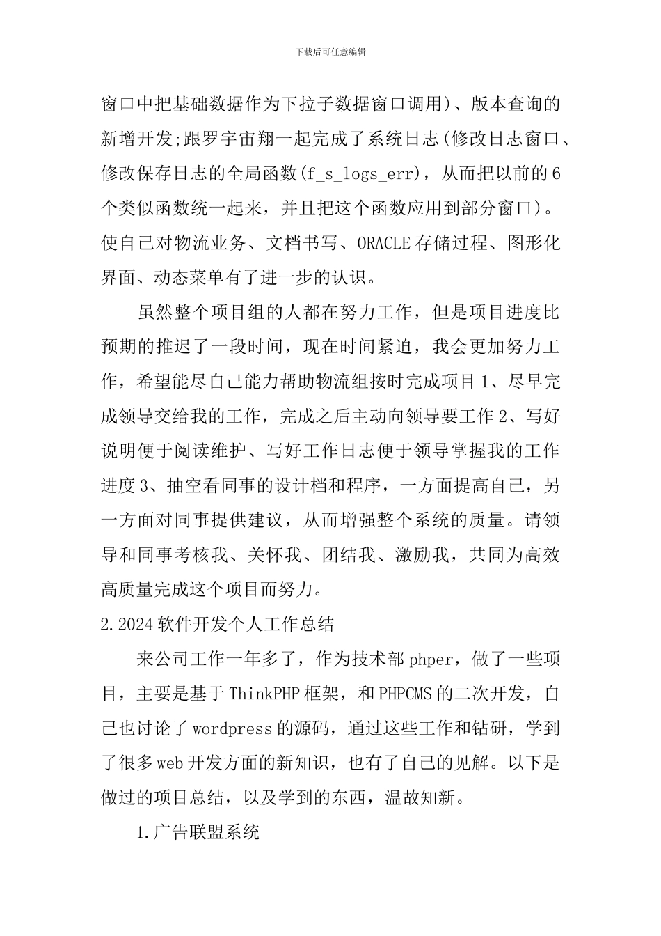 2024软件开发个人工作总结_第2页