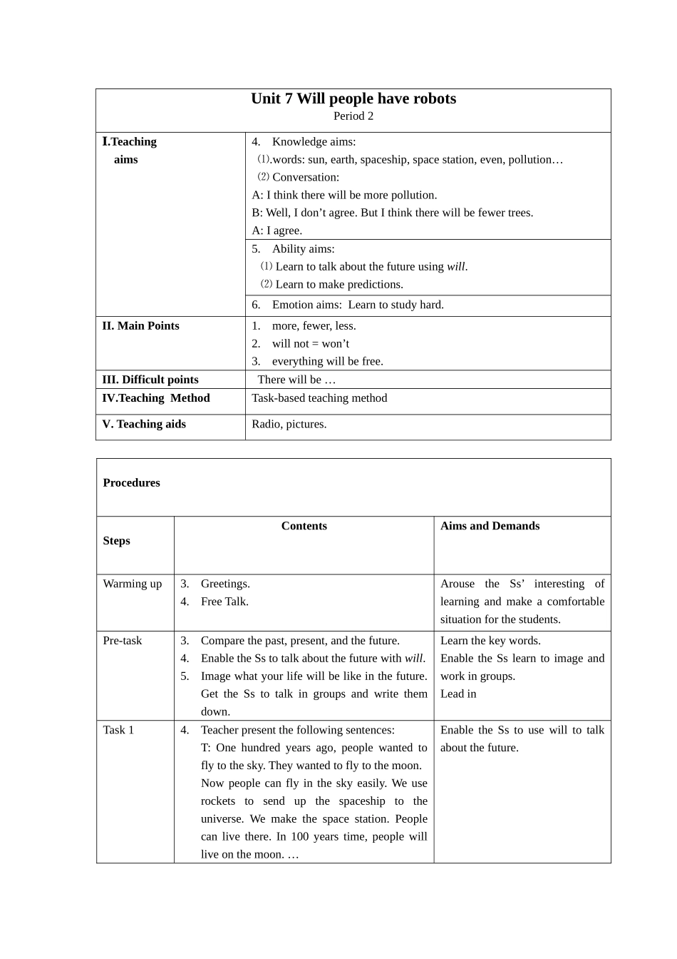 人教英语八年级上Unit-7-Will-people-have-robots教案_第3页