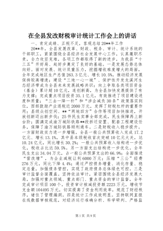 在全县发改财税审计统计工作会上的讲话发言