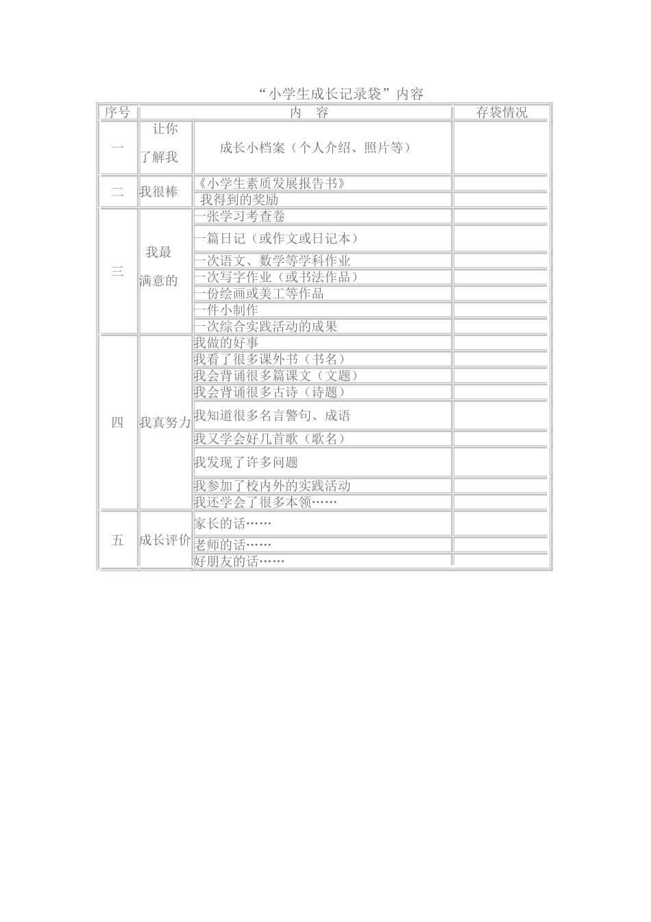 小学生成长记录袋_第1页
