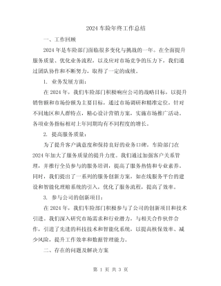 2024车险年终工作总结 