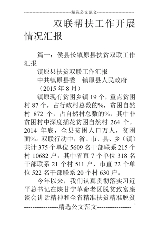 双联帮扶工作开展情况汇报
