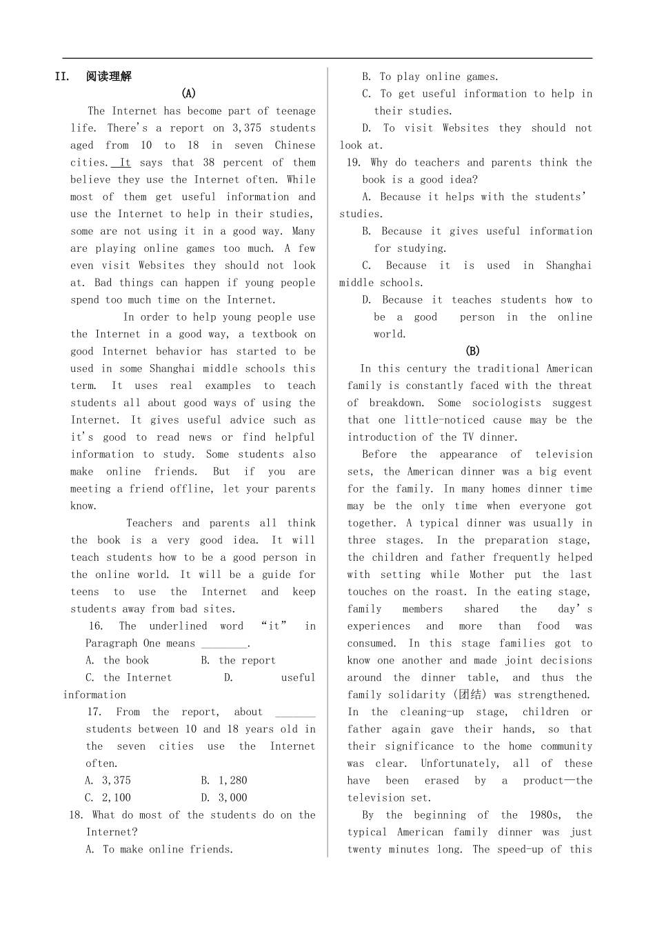 高中英语《MODULE4-A-Social-Survey-My-Neighbourhood》模块综合检测题(1)-新人教版必修1_第2页