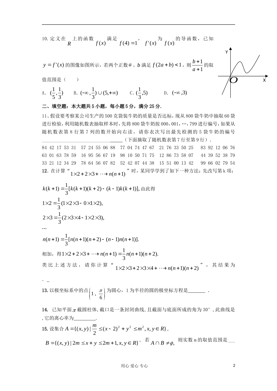 安徽省合肥市长丰一中2012届高三数学三轮复习专项训练(5)理_第2页