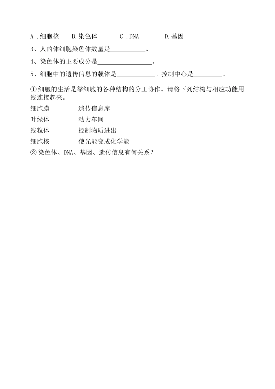 七年级生物上：第二单元第二章第二节 细胞核是遗传信息库 教案(人教新课标版)_第3页
