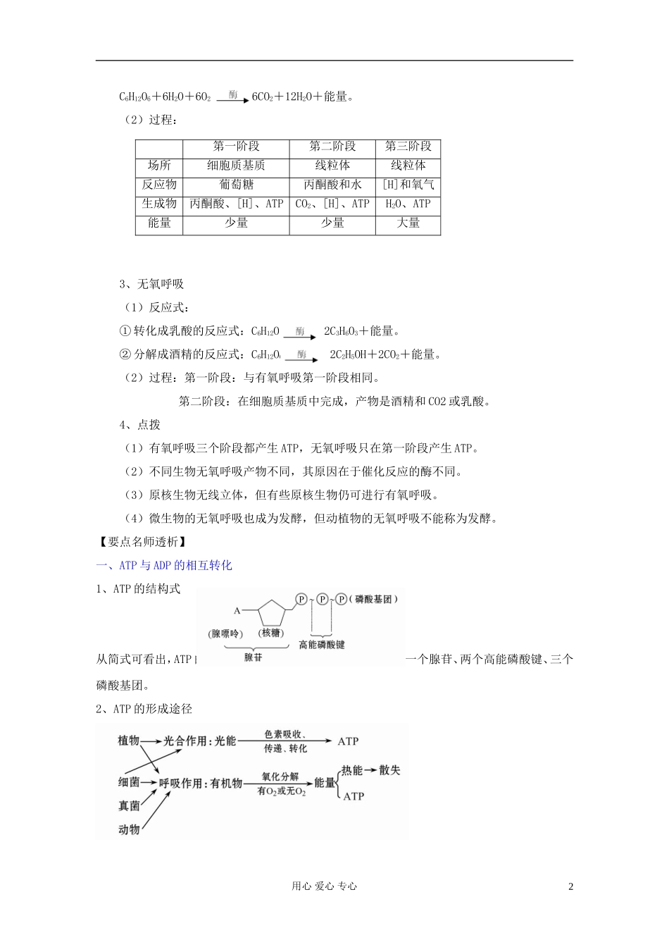 2012届高三生物一轮复习-5.2-细胞的能量“通货”——ATP、ATP的主要来源——细胞呼吸精品学案-新人教版必修_第2页