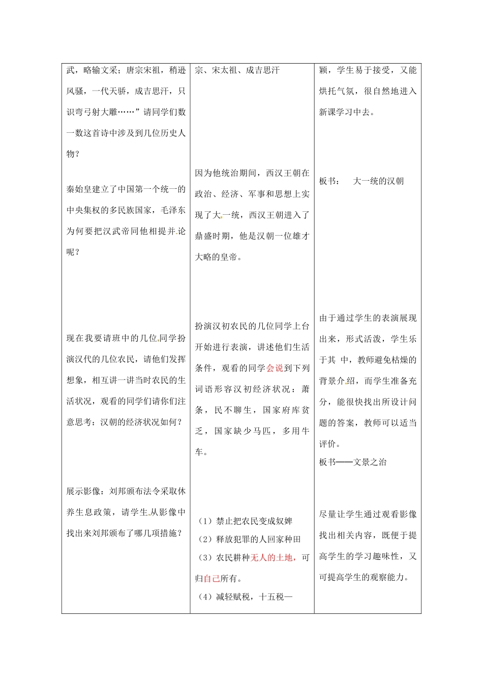 七年级历史上册 3.14《大一统的汉朝》教案 冀教版_第3页