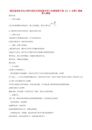 湖北省武汉市北大附中武汉为明实验中学八年级物理下册《11.2 功率》教案 新人教版