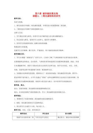 九年级化学上册 6.2 二氧化碳制取的研究教案 人教新课标版