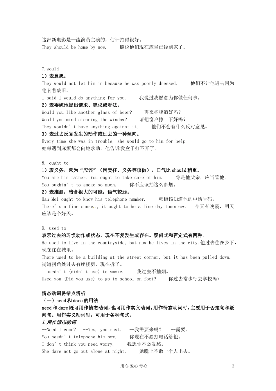 新疆泽普二中高三英语-情态动词复习教案_第3页