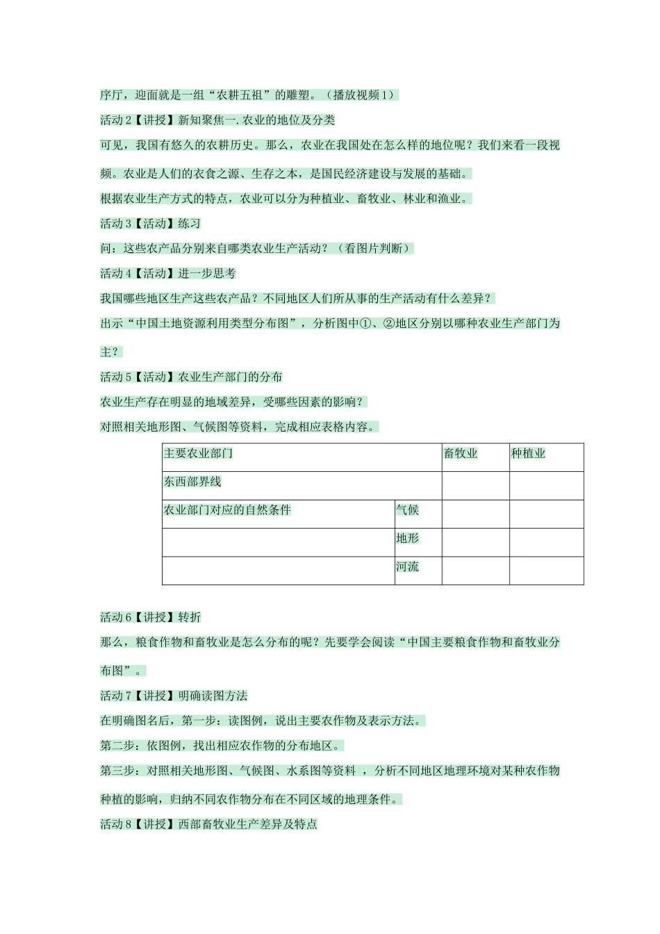 七年级地理下册 第四章 第二节 土地资源与农业教案2 中图版-中图版初中七年级下册地理教案_第2页