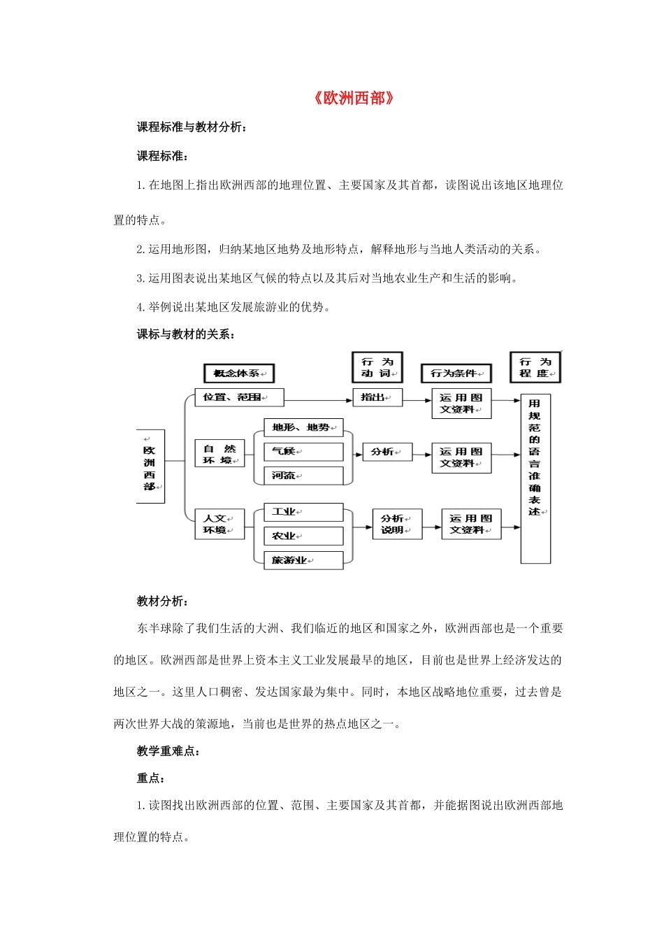 七年级地理下册 第八章 第二节 欧洲西部教案1 （新版）新人教版_第1页