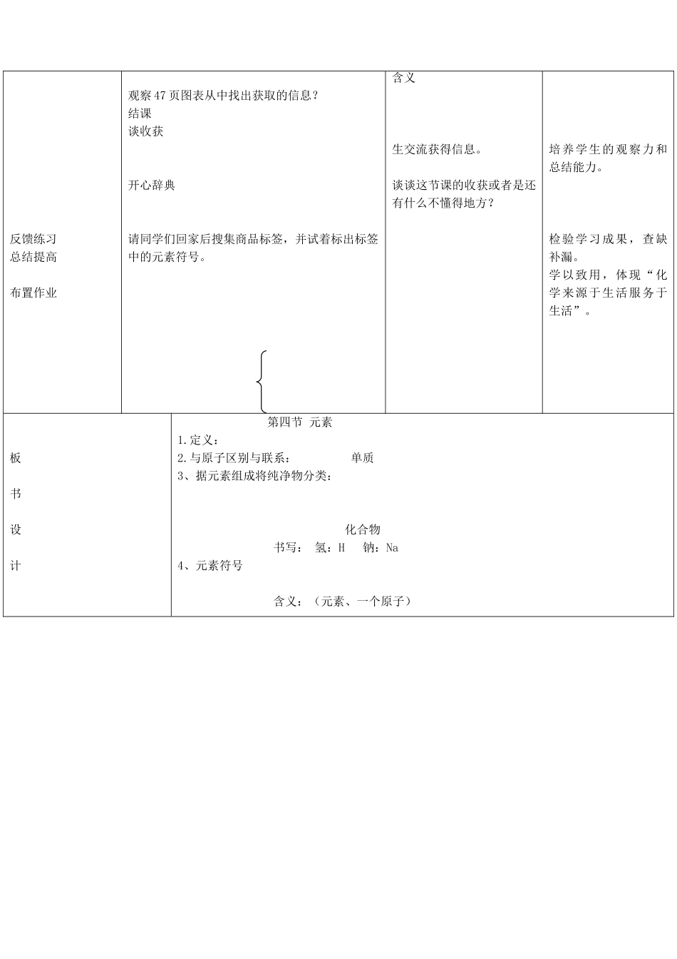 九年级化学上册 2.4 元素教学设计 （新版）鲁教版_第3页