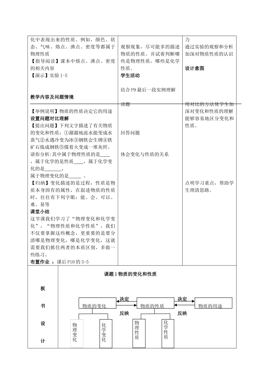九年级化学上册 第一单元 课题1物质的变化和性质教案 人教新课标版_第3页