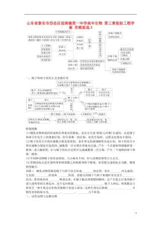 山东省泰安市岱岳区徂徕镇第一中学高中生物 第三章胚胎工程学案 苏教版选修3